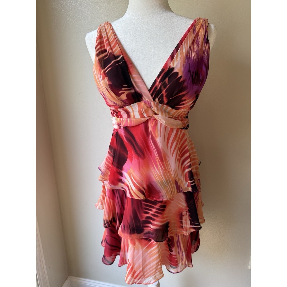 Fairy Princess Sleeveless An Tiered Ruffled Mini Dress for Women Size 4 Petite